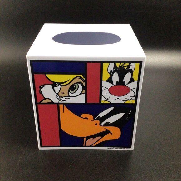 Vintage Looney Tunes Tissue Box Plastic Holder Cover Bugs Taz Retro Cartoon - Picture 3 of 7